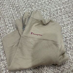 Champion Beige Athletic quarter zip Sweatshirt